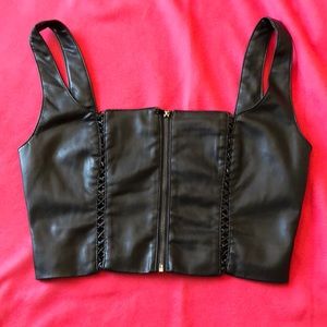 Bebe leather crop top